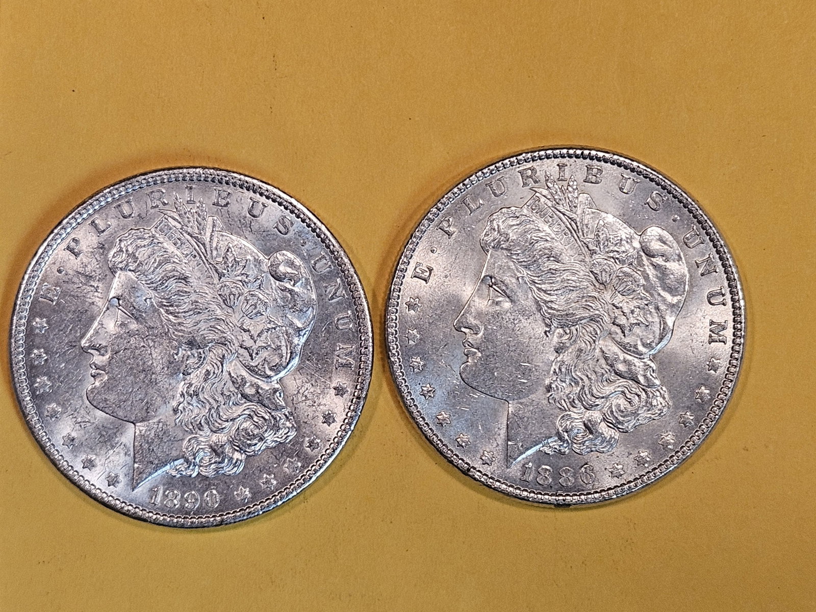 Two Brilliant AU-BU Morgan Dollars (1 of 3)