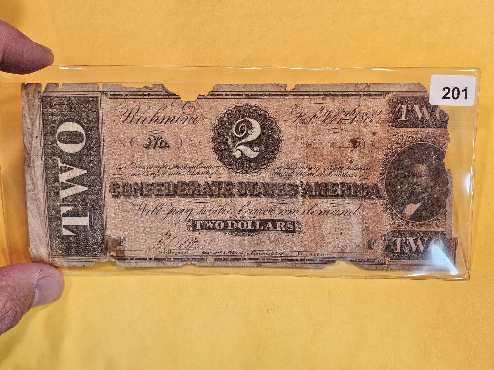 1864 Confederate Two Dollar note (1 of 2)