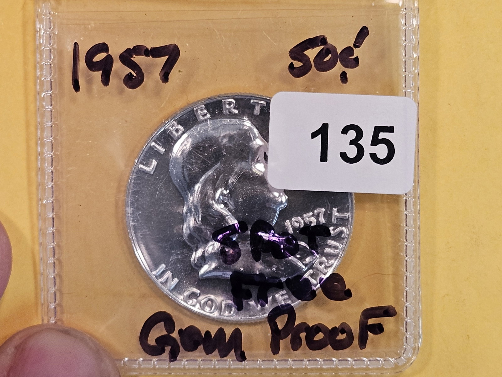 GEM Proof 1957 Franklin silver Half Dollar (1 of 3)