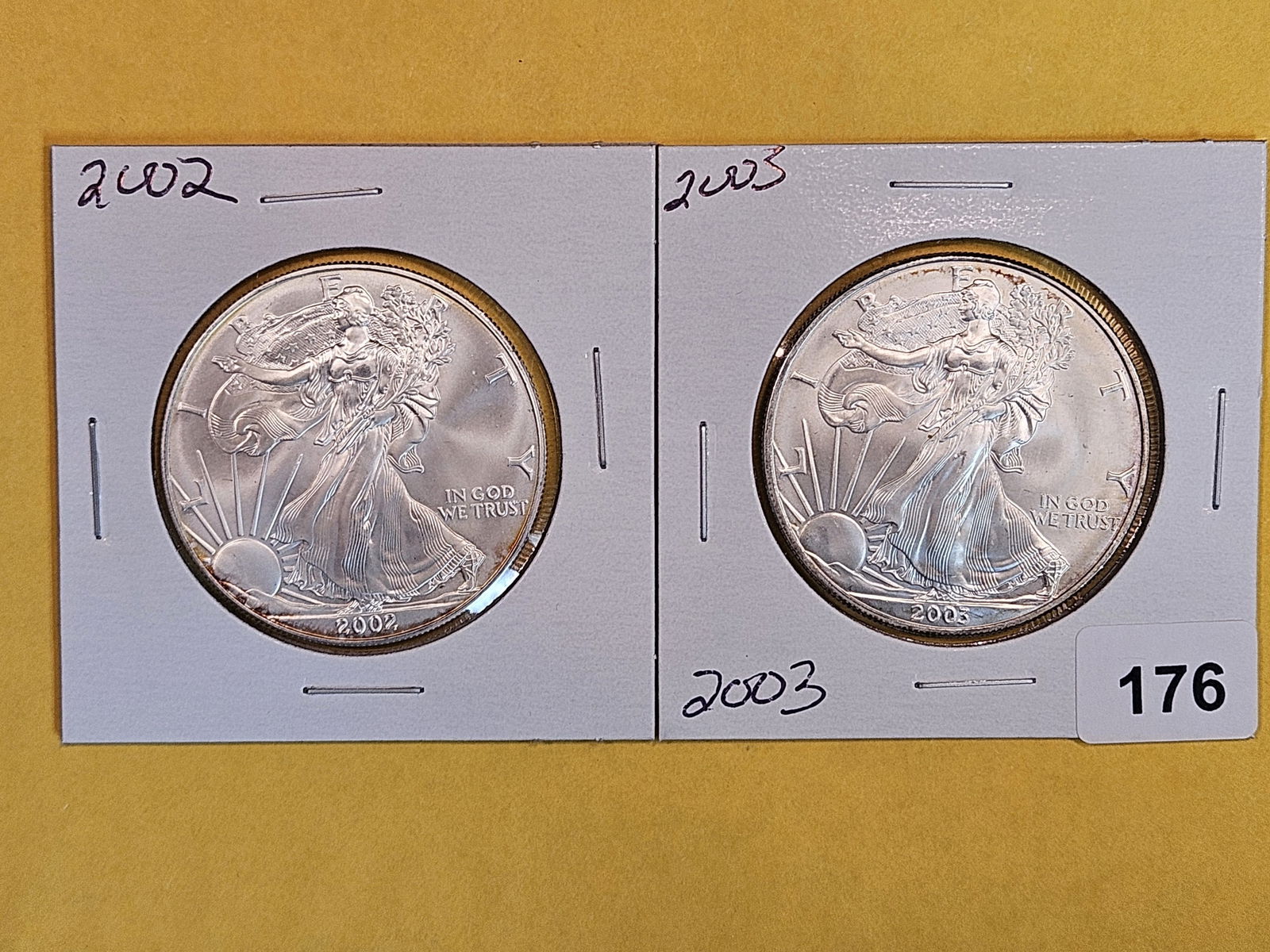 2002 and 2005 GEM Brilliant Uncirculated American Silver Eagles (1 of 2)