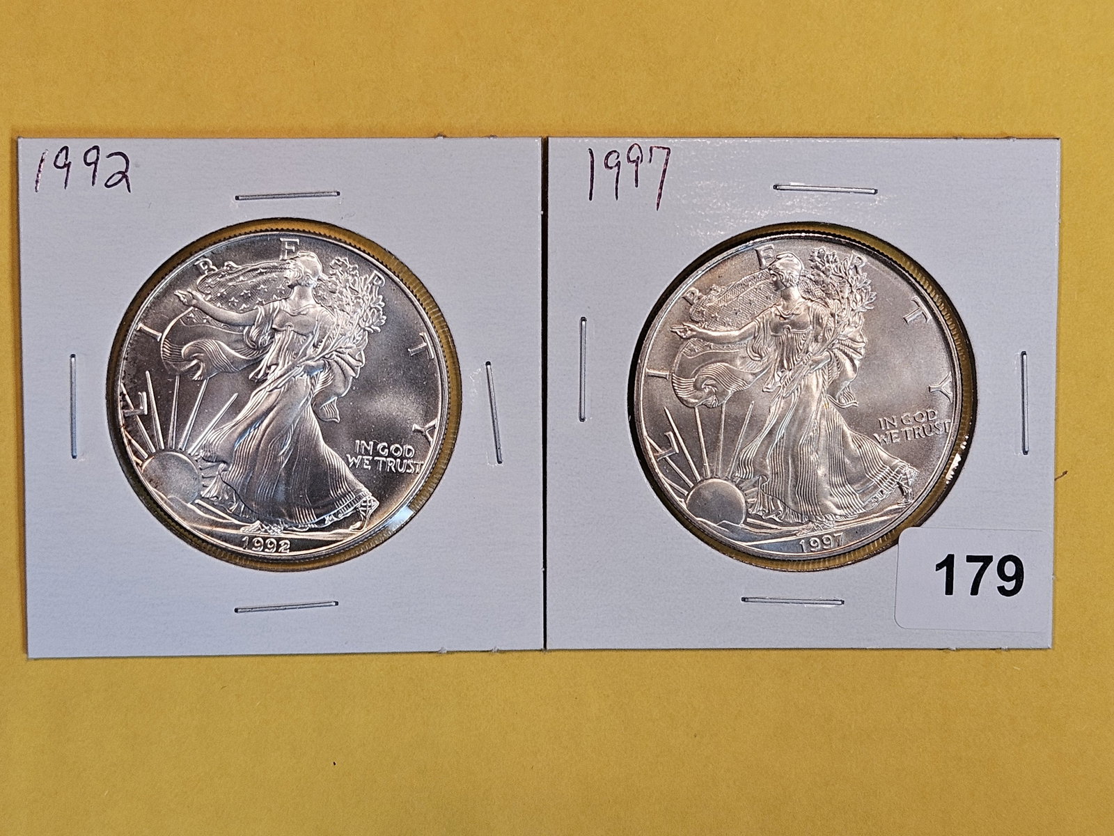 1992 and 1997 GEM Brilliant Uncirculated American Silver Eagles (1 of 2)