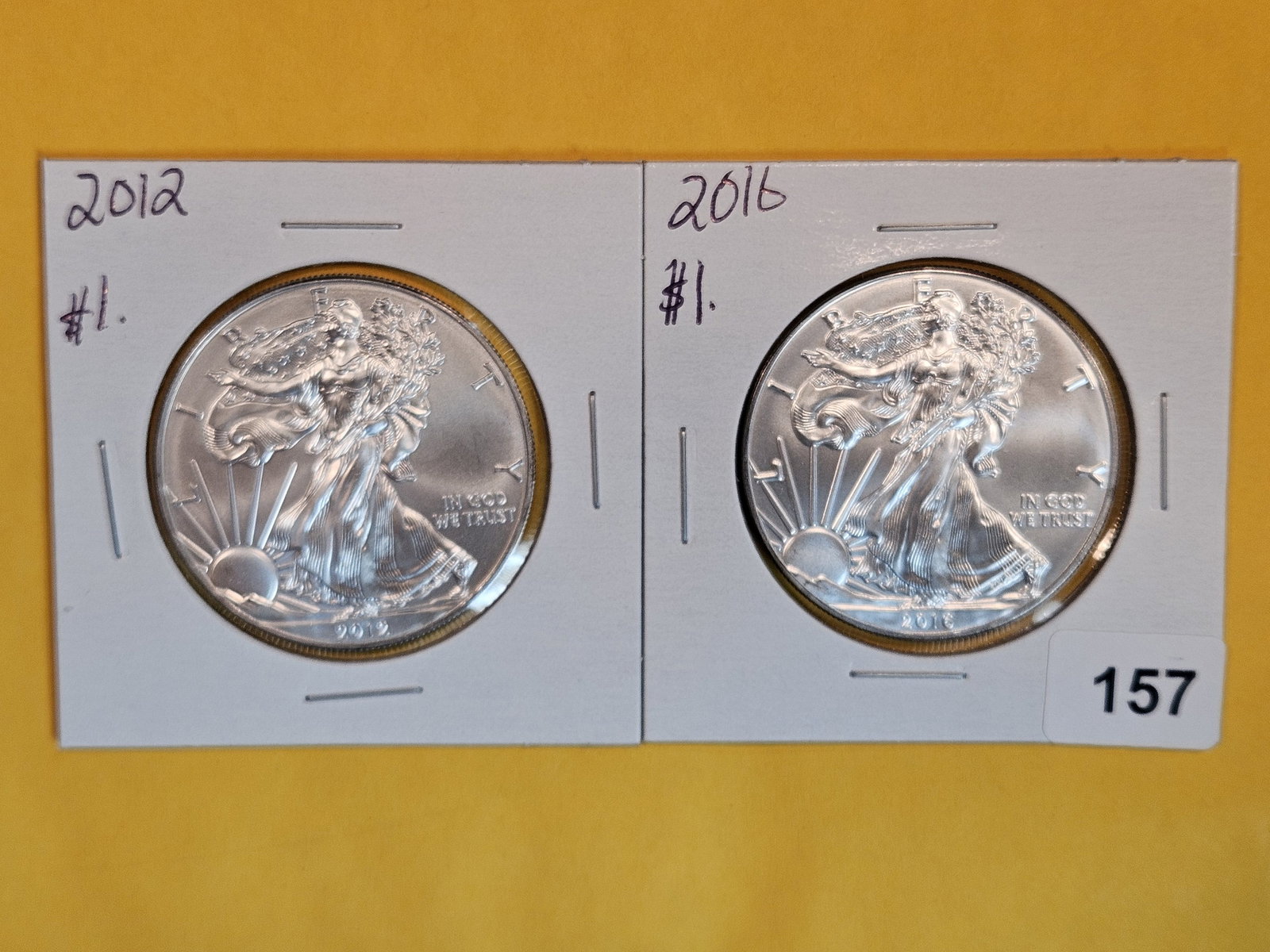 2012 and 2016 GEM BU American Silver Eagles (1 of 2)