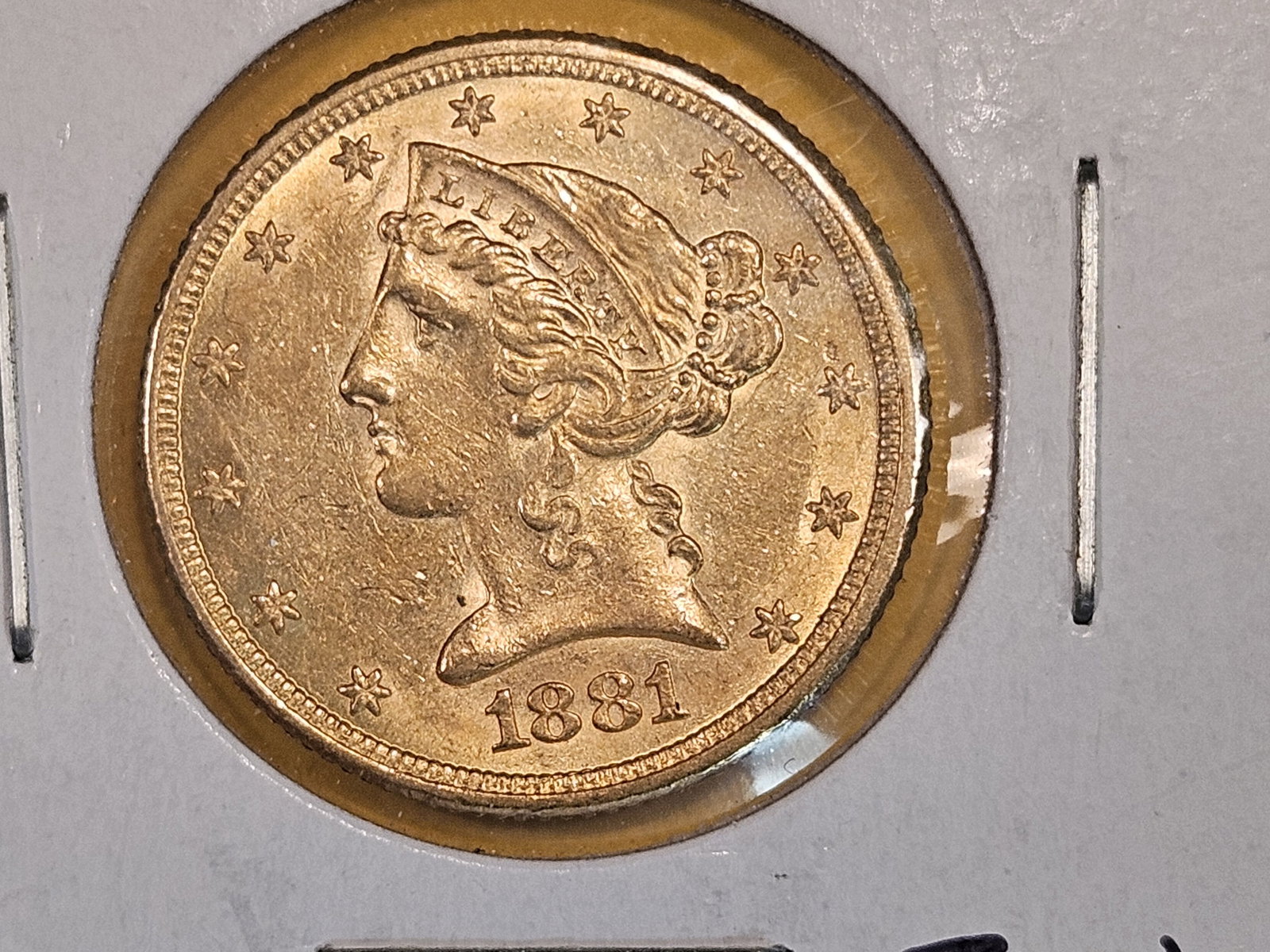 GOLD! Brilliant About Uncirculated Plus 1881 Liberty Head Gold Five Dollars (1 of 4)