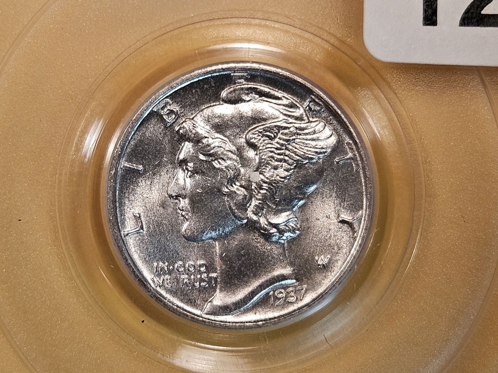 GEM! PCGS 1937-D Mercury Dime in Mint State 65 FB (1 of 4)