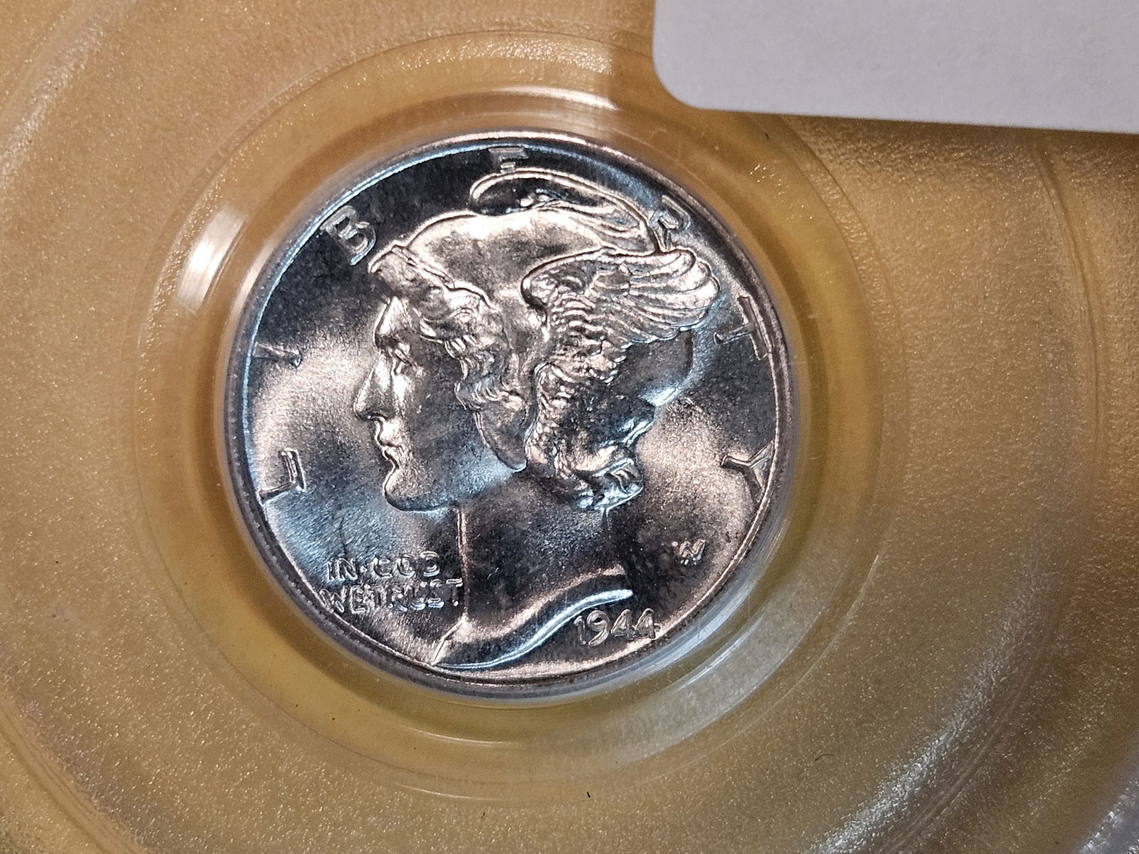 OGH! PCGS 1944-D Mercury Dime in Mint State 65 FB (1 of 4)