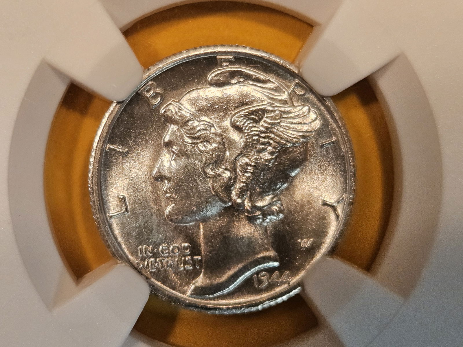 GEM! NGC 1944-S Mercury Dime in Mint State 64 FB (1 of 4)