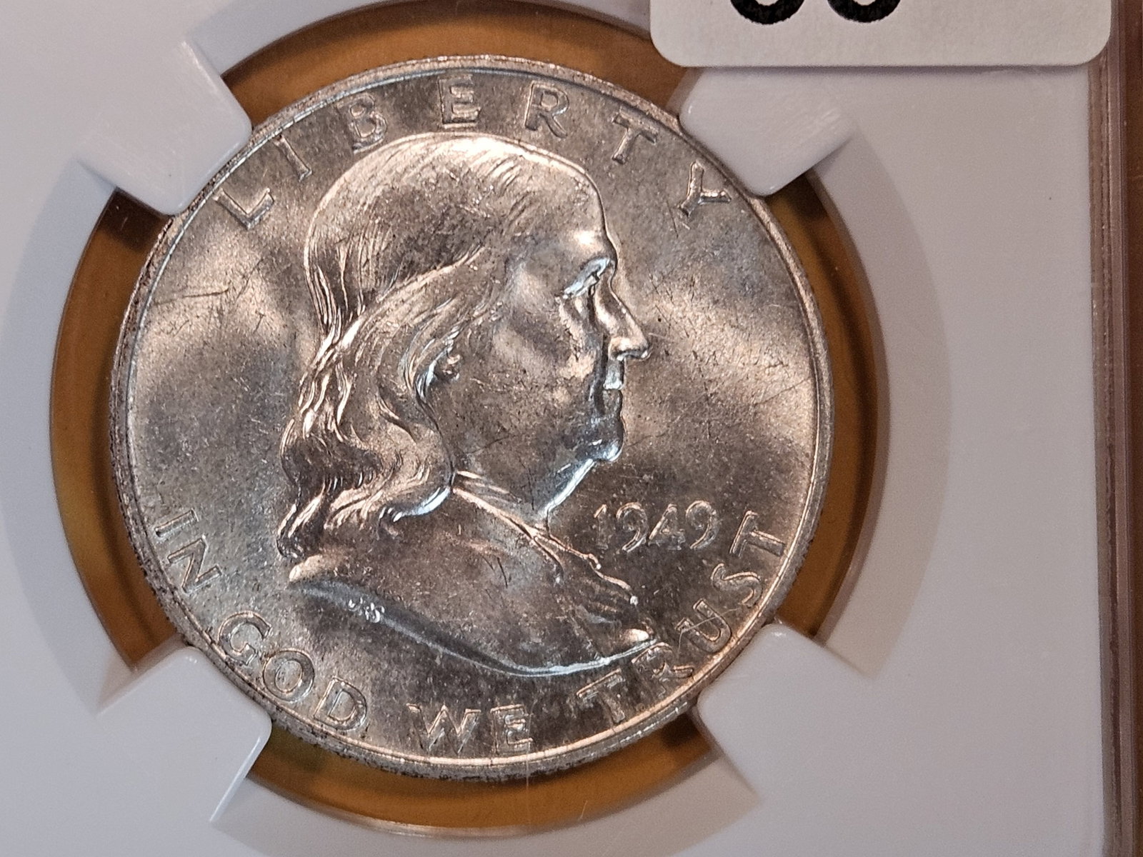 NGC 1949-D Franklin Half Dollar in Mint State 63 FBL: Full Bell Lines