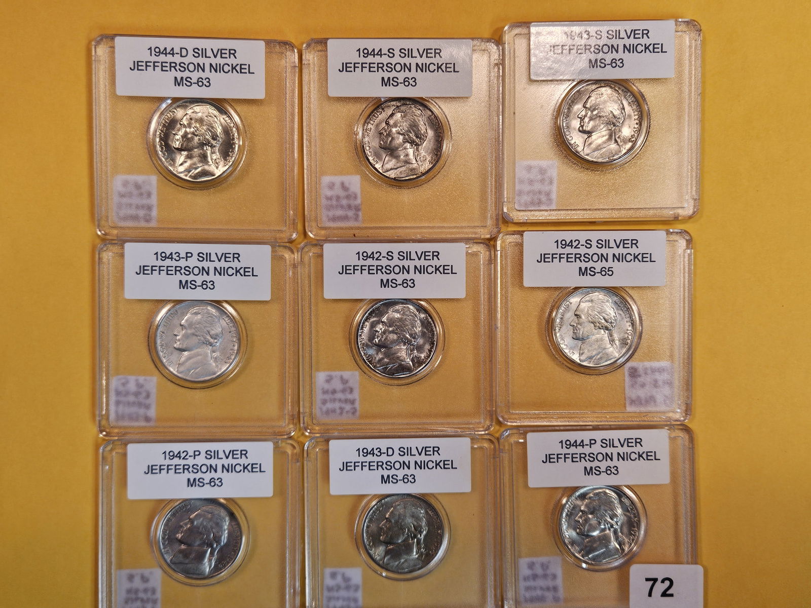 Nine Brilliant uncirculated silver wartime Jefferson Nickels (1 of 8)