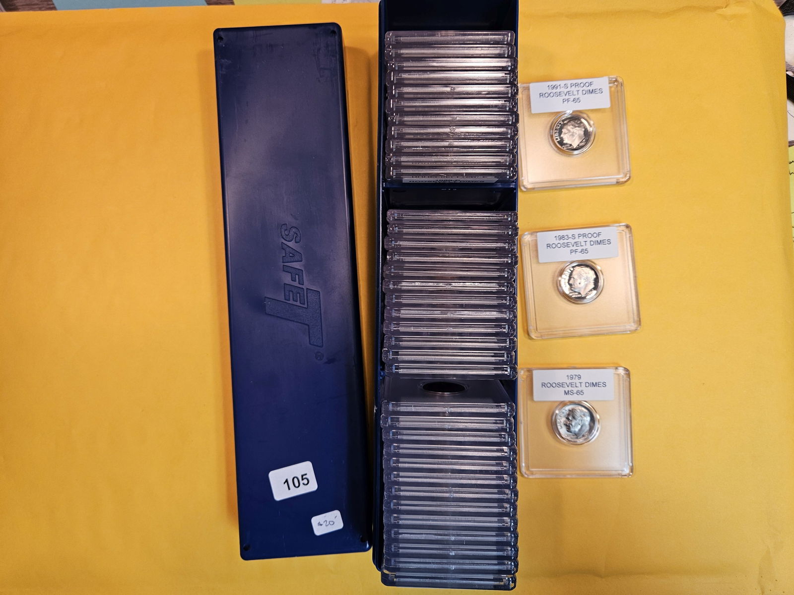 SIngle-row Stock box full of Roosevelt Dimes (1 of 1)