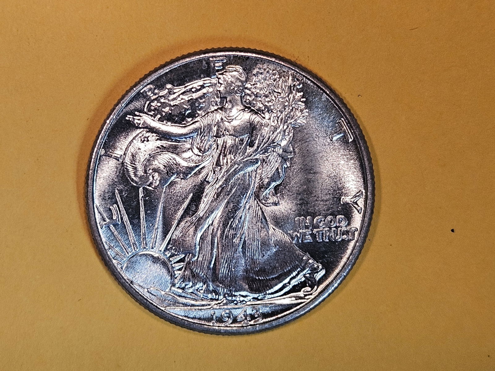 Very Choice Brilliant Uncirculated 1943 Walking Liberty Half Dollar (1 of 5)