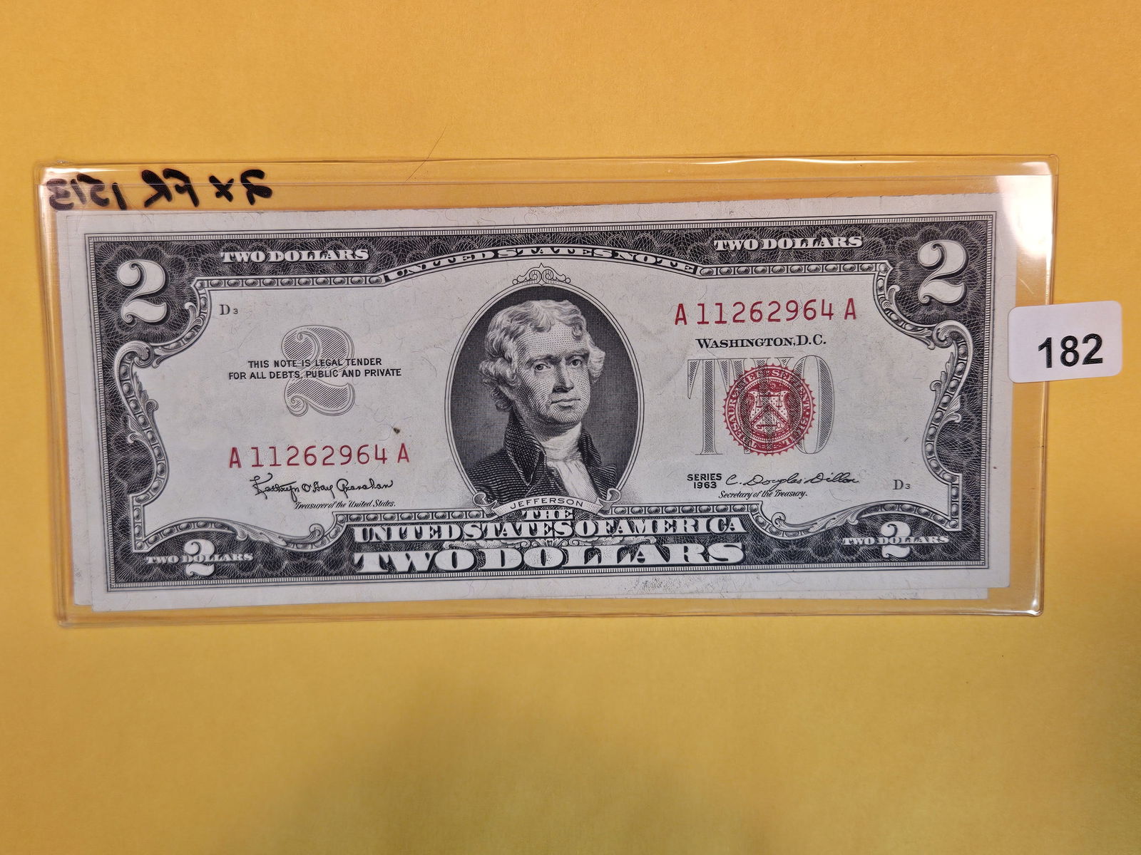 Two Crisp Uncirculated 1963 Two Dollar US note Red Seals (1 of 2)