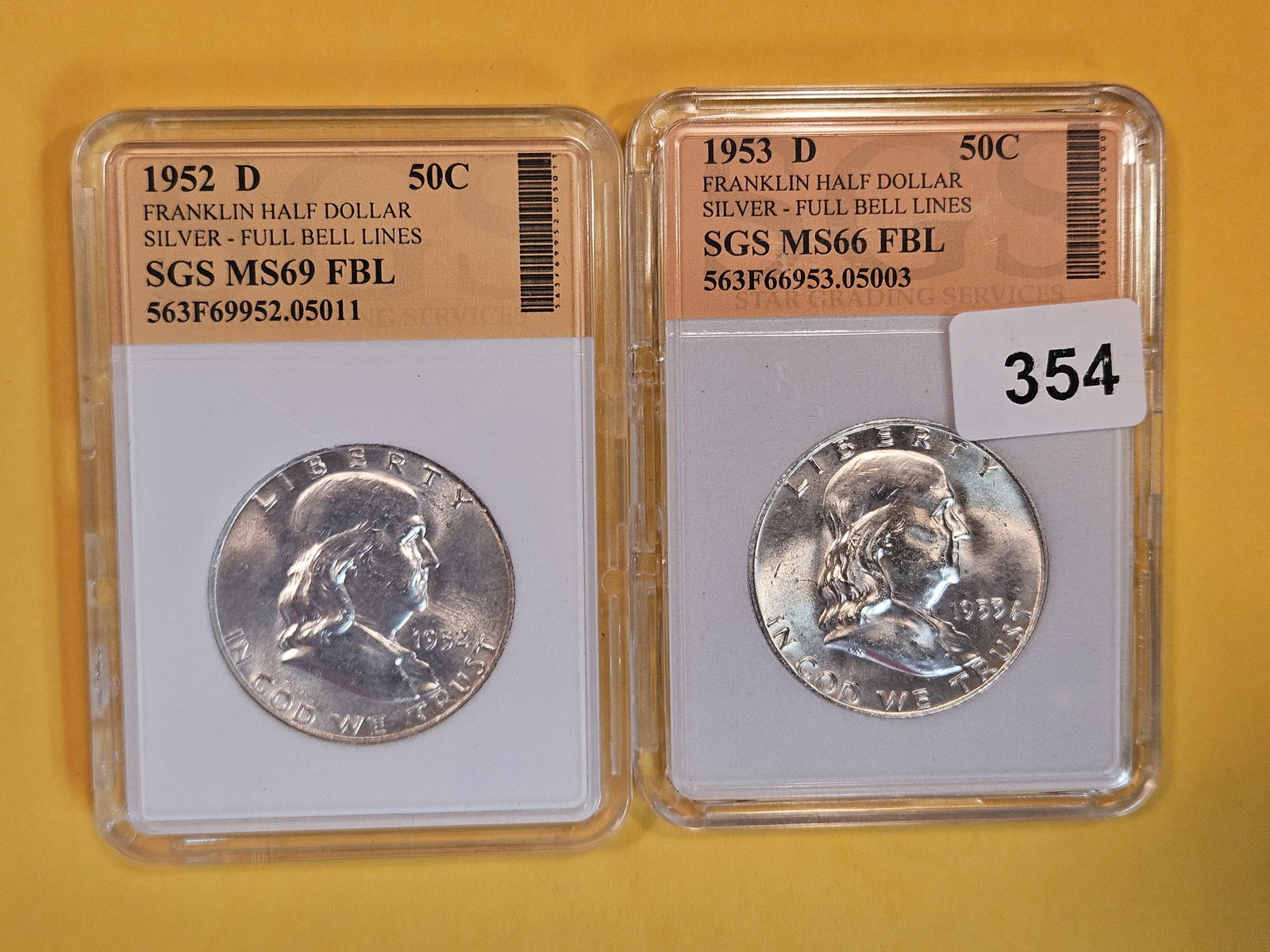 Two Choice Brilliant Uncirculated Franklin Half Dollars (1 of 4)