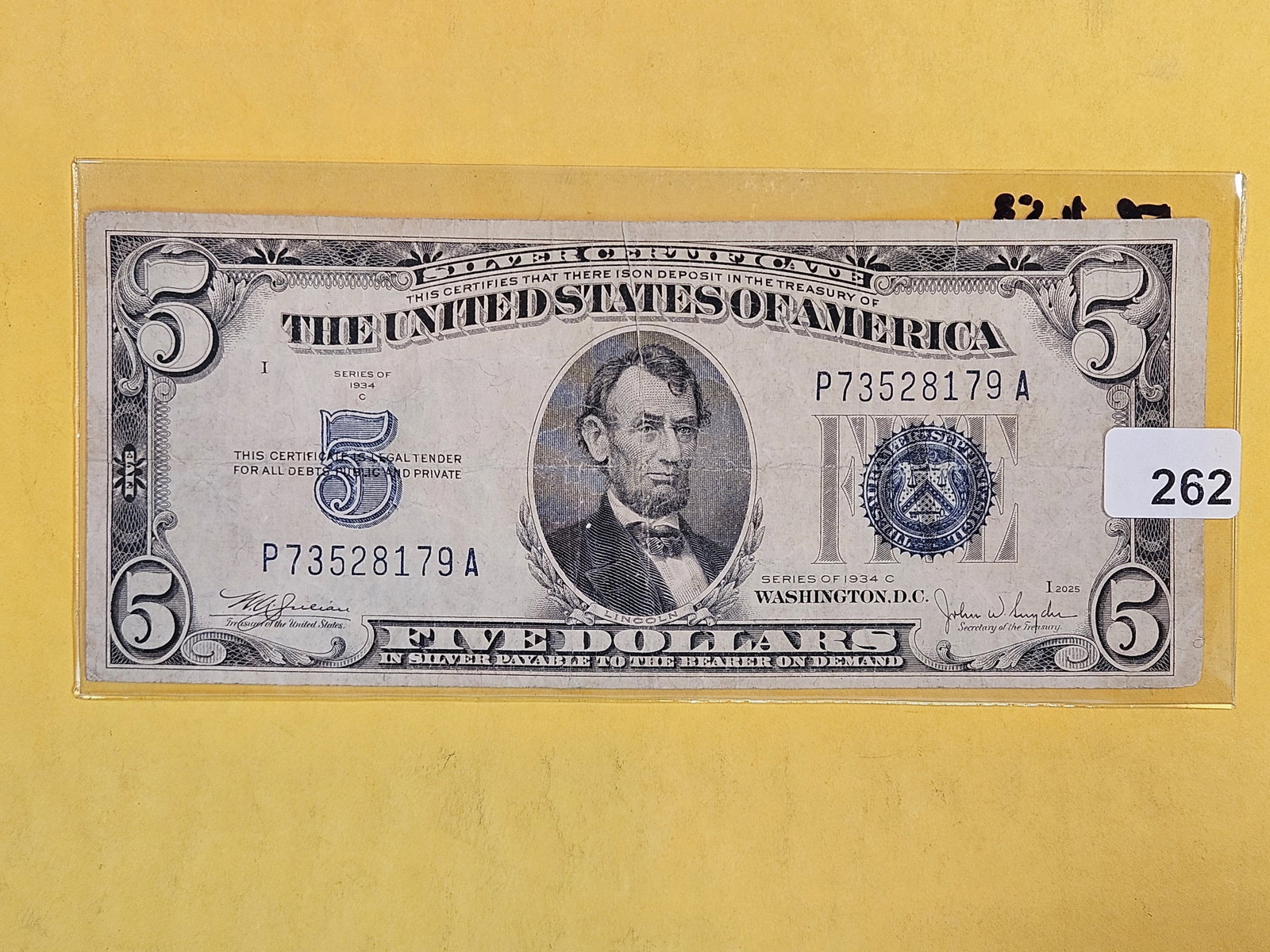 1934-C Five Dollar Silver Certificate in Fine (1 of 2)