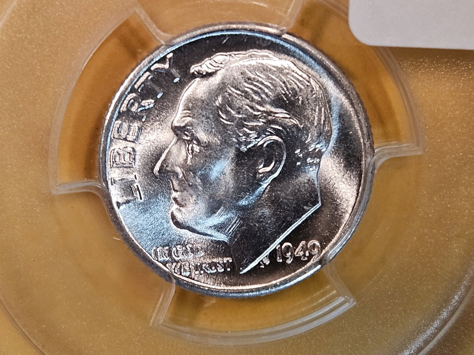 GEM! PCGS 1949-D Roosevelt Dime in Mint State 66 FB: Full Bands