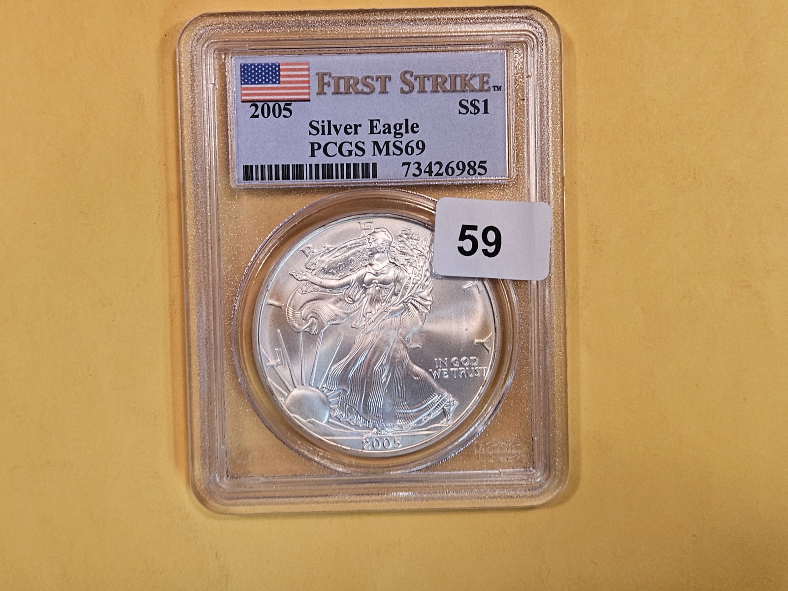 PCGS 2005 American Silver Eagle in Mint State 69 (1 of 2)