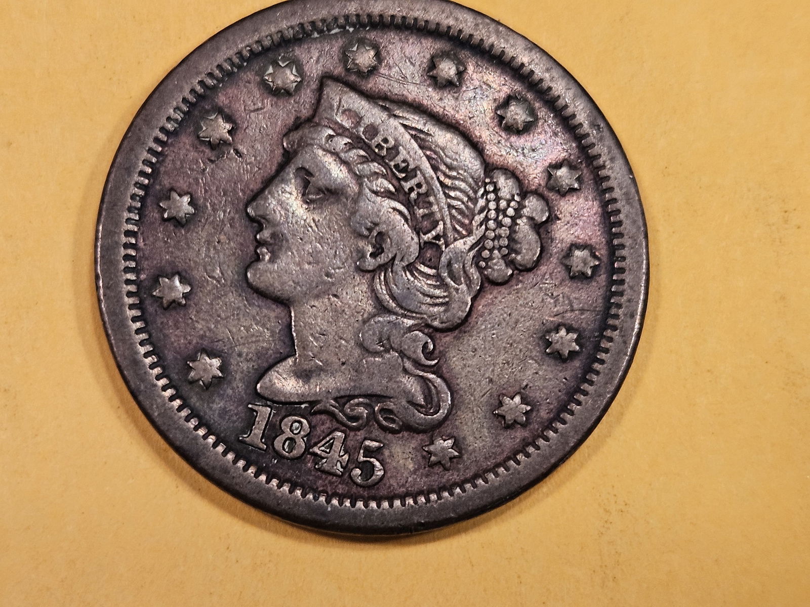 1845 Braided Hair Large Cent (1 of 3)