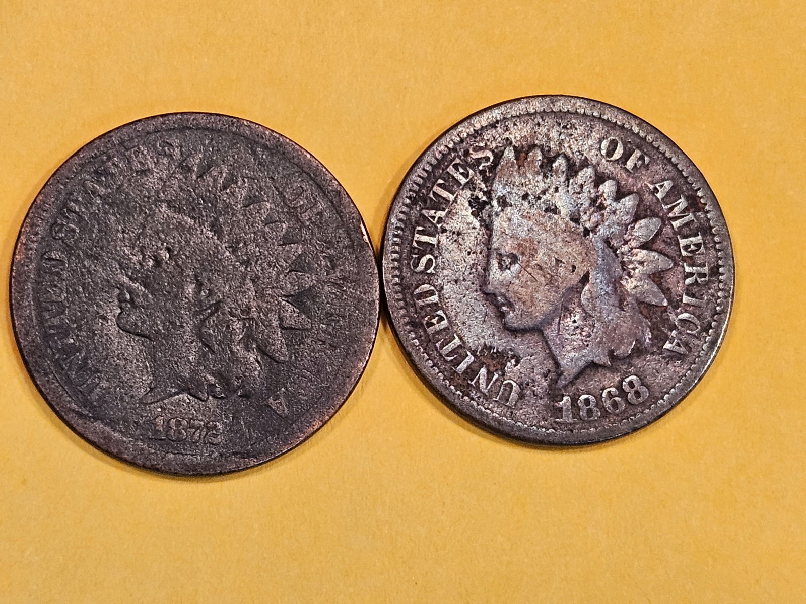 Two SEMI-Key 1868 and 1872 Indian Cents (1 of 4)
