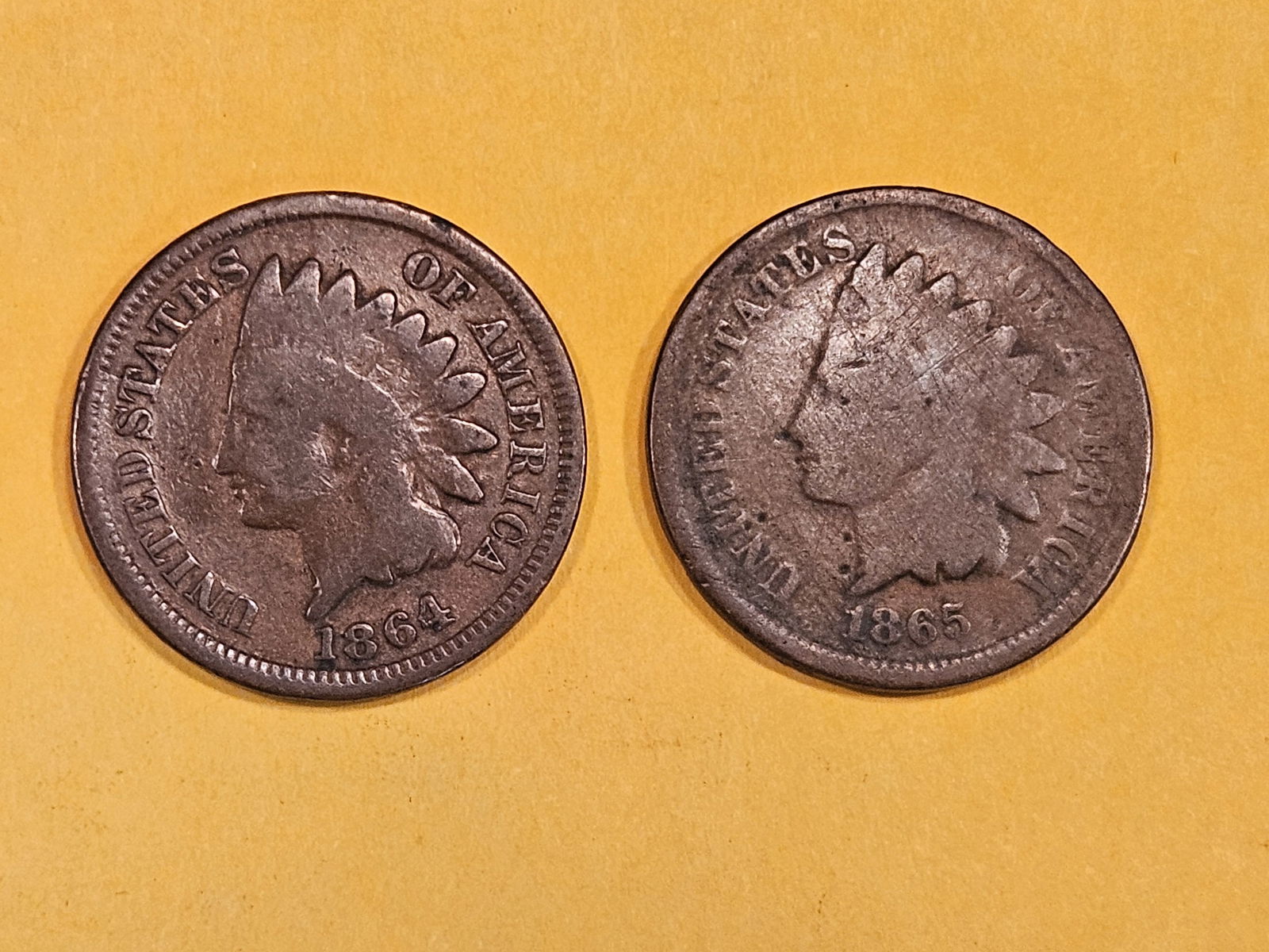 Two better date 1864 and 1865 Bronze Indian Cents (1 of 3)