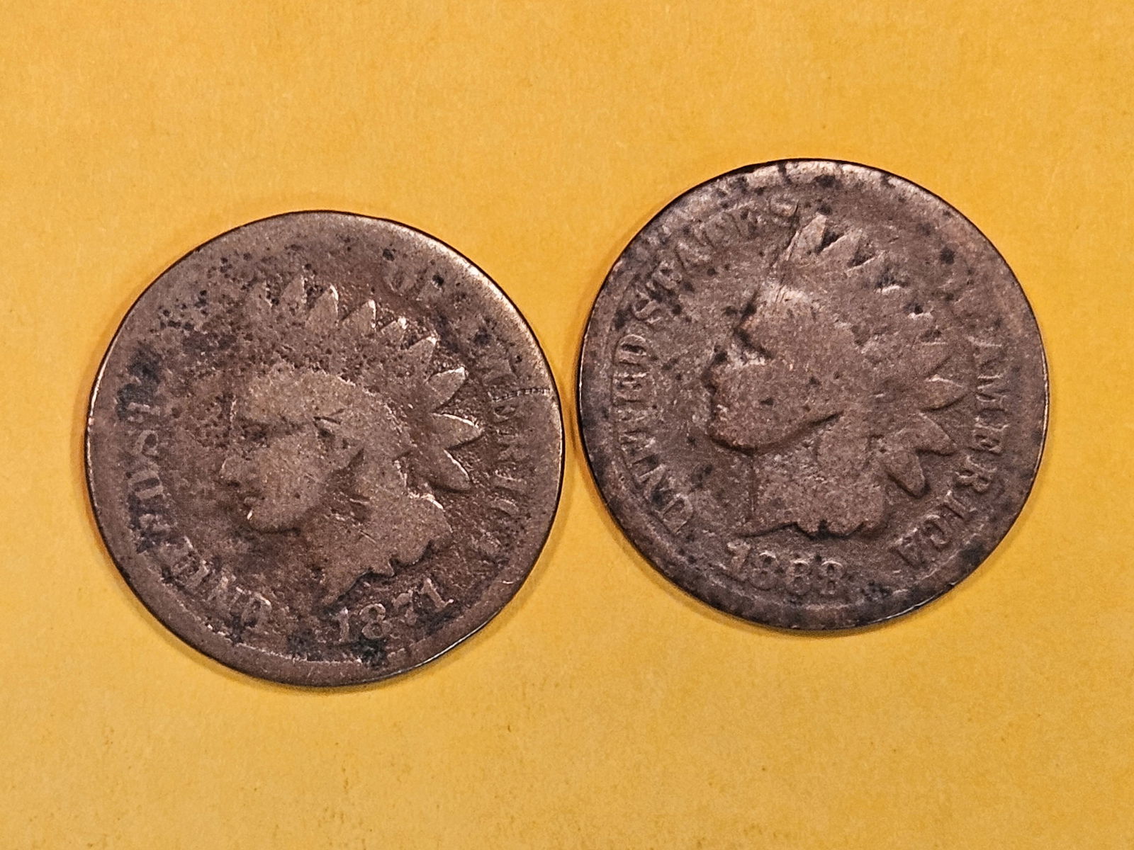 Two Semi-Key 1868 and 1871 Indian Cents (1 of 3)