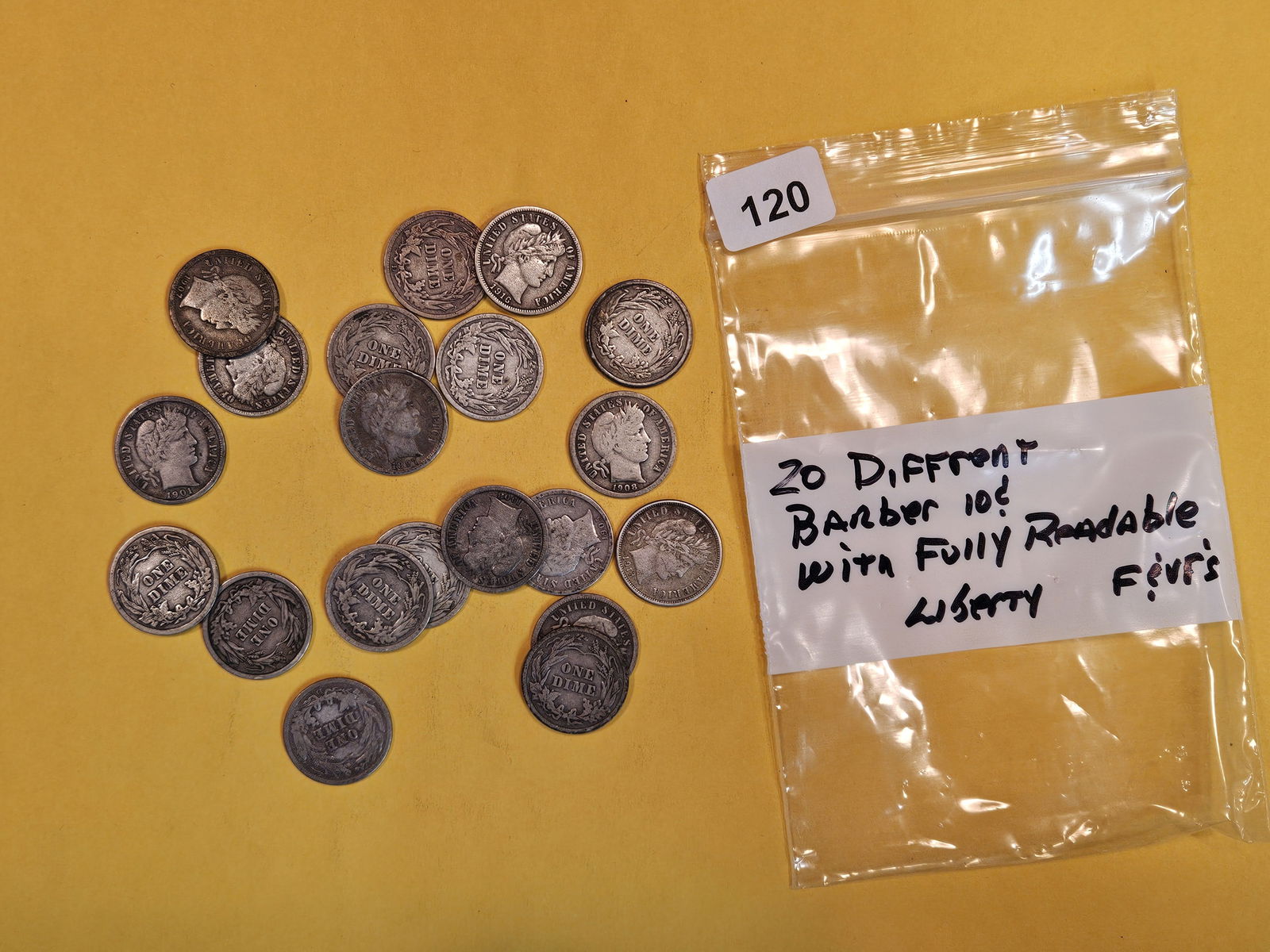 Twenty different Barber Dimes (1 of 2)