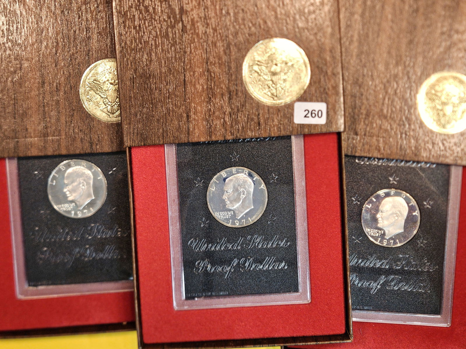 Three Proof Deep Cameo Silver Brown IKE Silver Dollars (1 of 1)