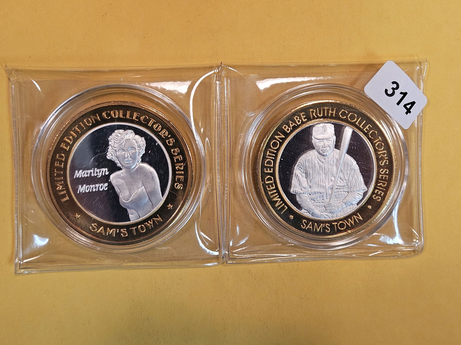 Two GEM Proof Deep Cameo Ten Dollar .999 fine silver center Casino Gaming Tokens (1 of 2)