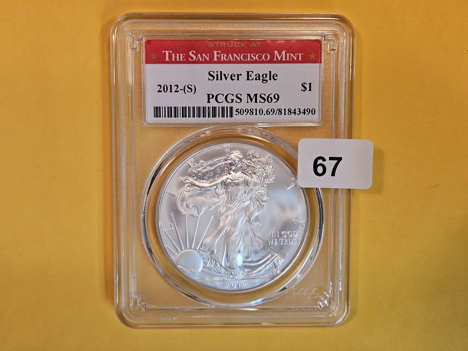 PCGS 2012-S American Silver Eagle in Mint State 69 (1 of 2)