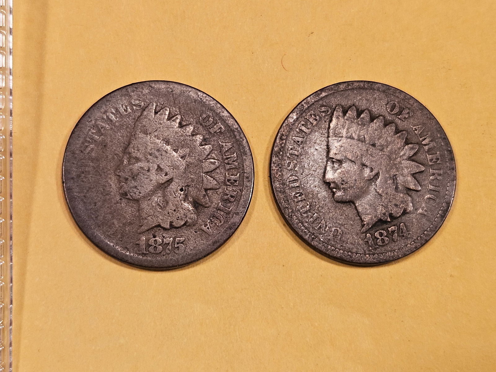 Two better date 1874 and 1875 Indian Cents (1 of 3)