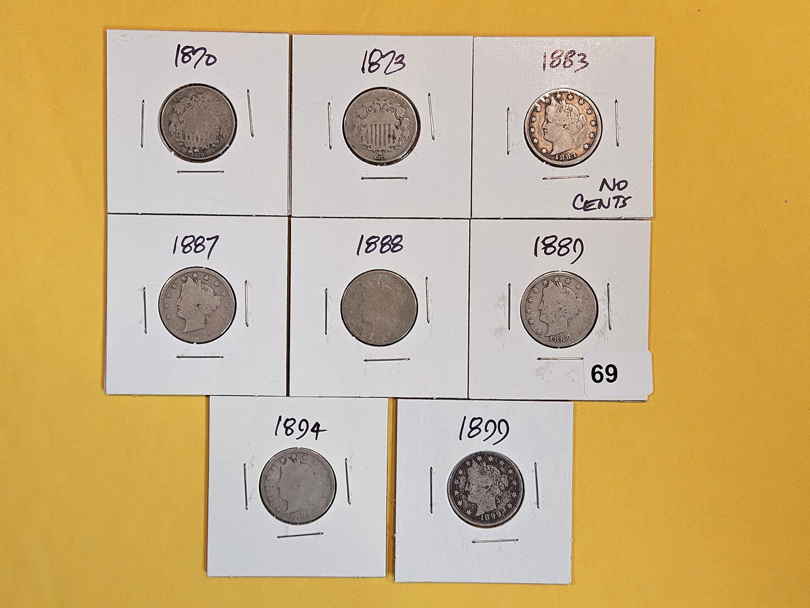 Eight mixed Shield and Liberty Nickels (1 of 3)