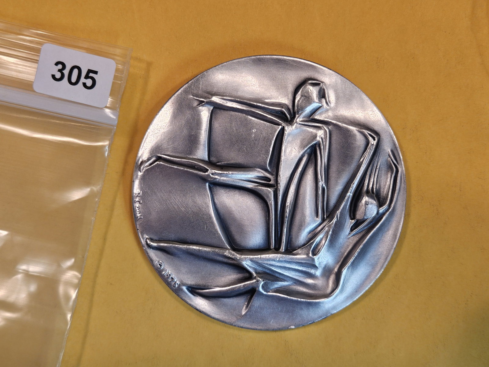 Seven and a Half Troy Ounce .999 fine silver Art Round: 1976. From the Medallic Art Company. One of 700. Robert Cook