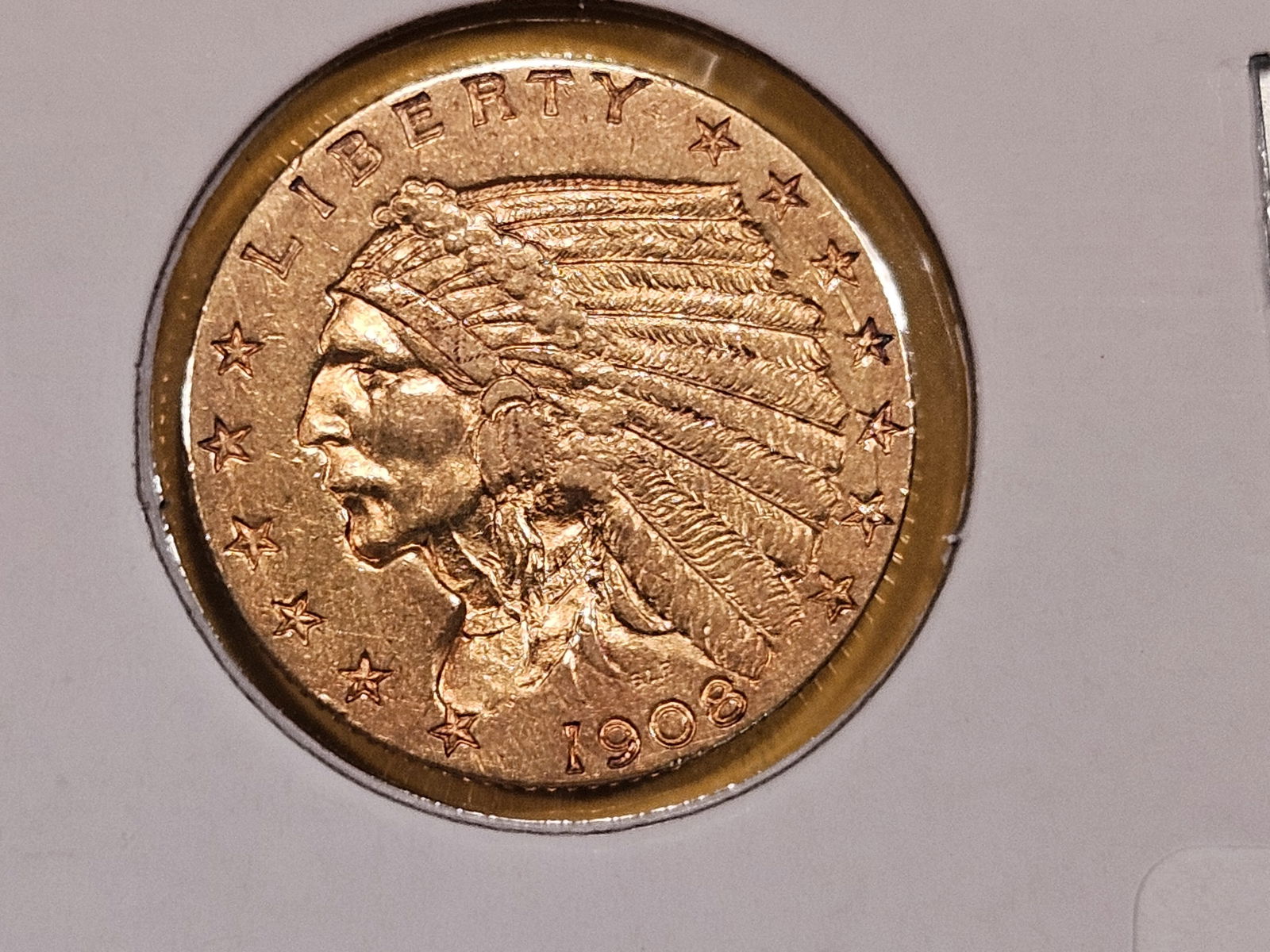 GOLD! Brilliant 1909 Gold Indian $2.5 dollars in Extra Fine plus (1 of 4)