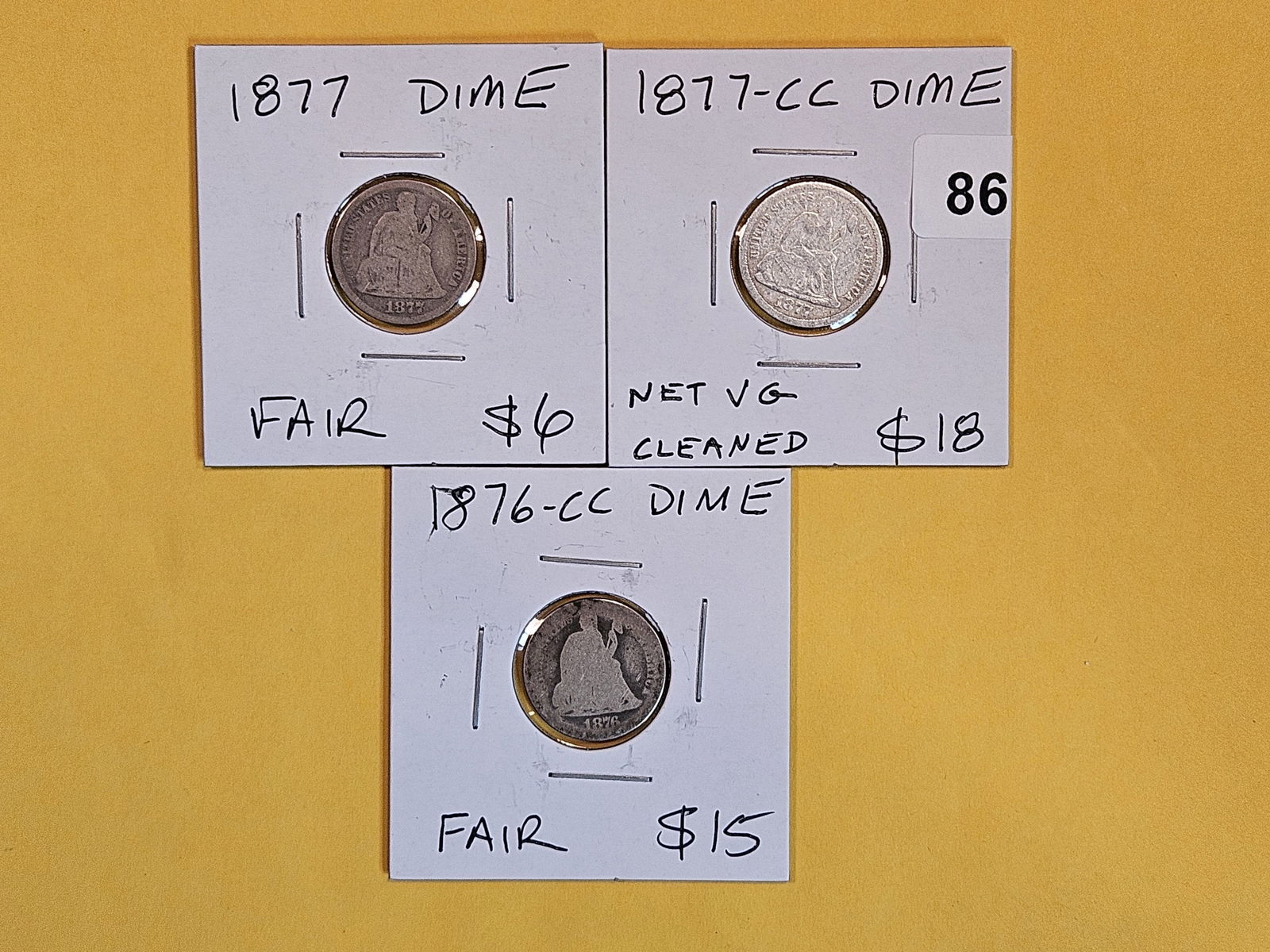 1877, 1877-CC and 1876-CC Seated Liberty Dimes (1 of 2)