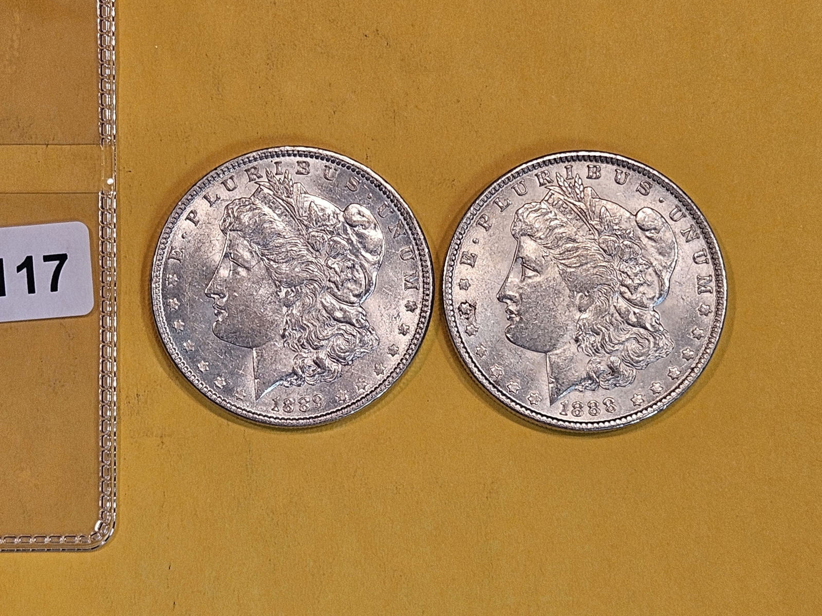 Two Brilliant About Uncirculated Morgan Silver Dollars (1 of 2)