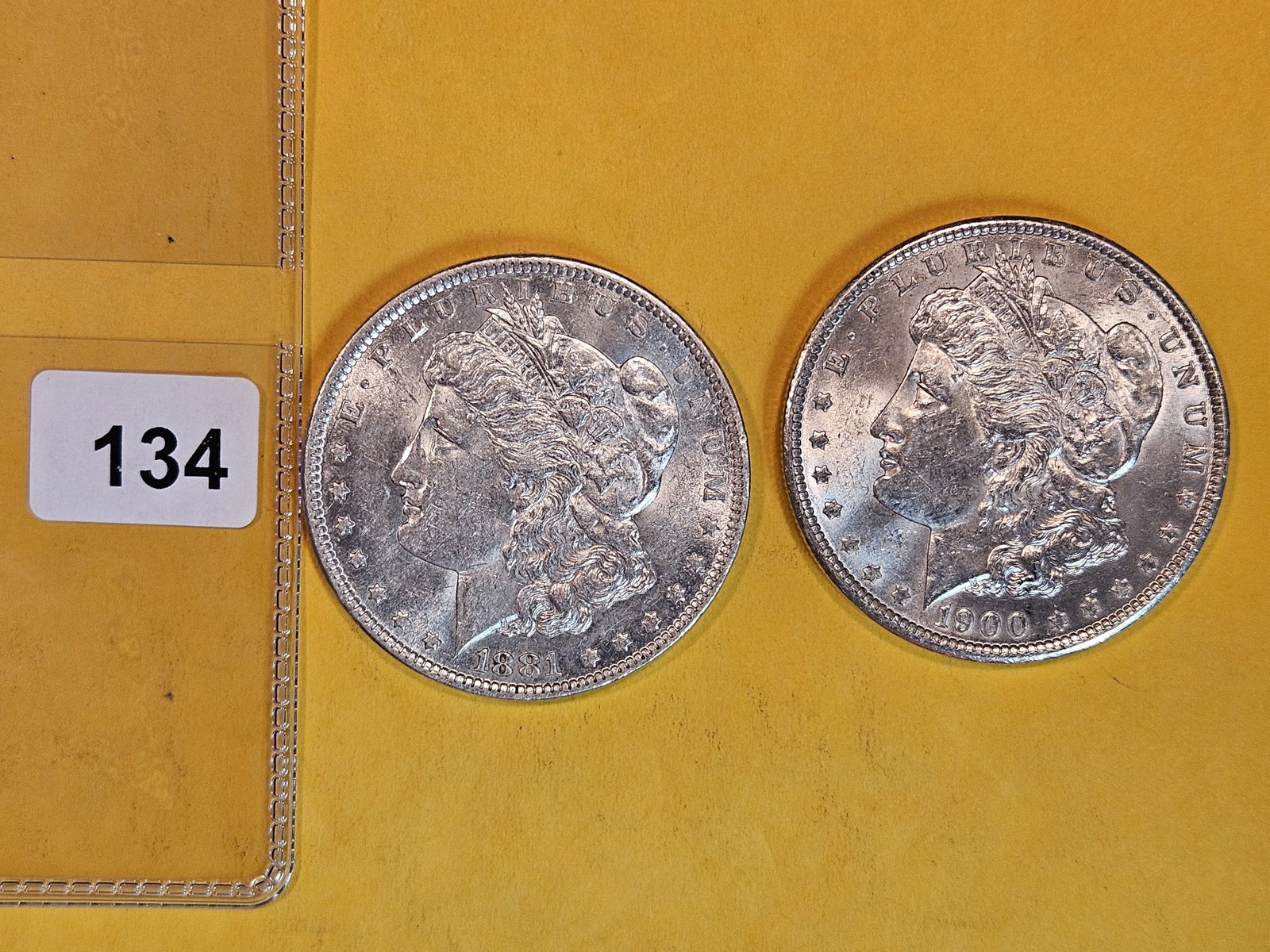 Two Brilliant About Uncirculated Morgan Silver Dollars (1 of 2)