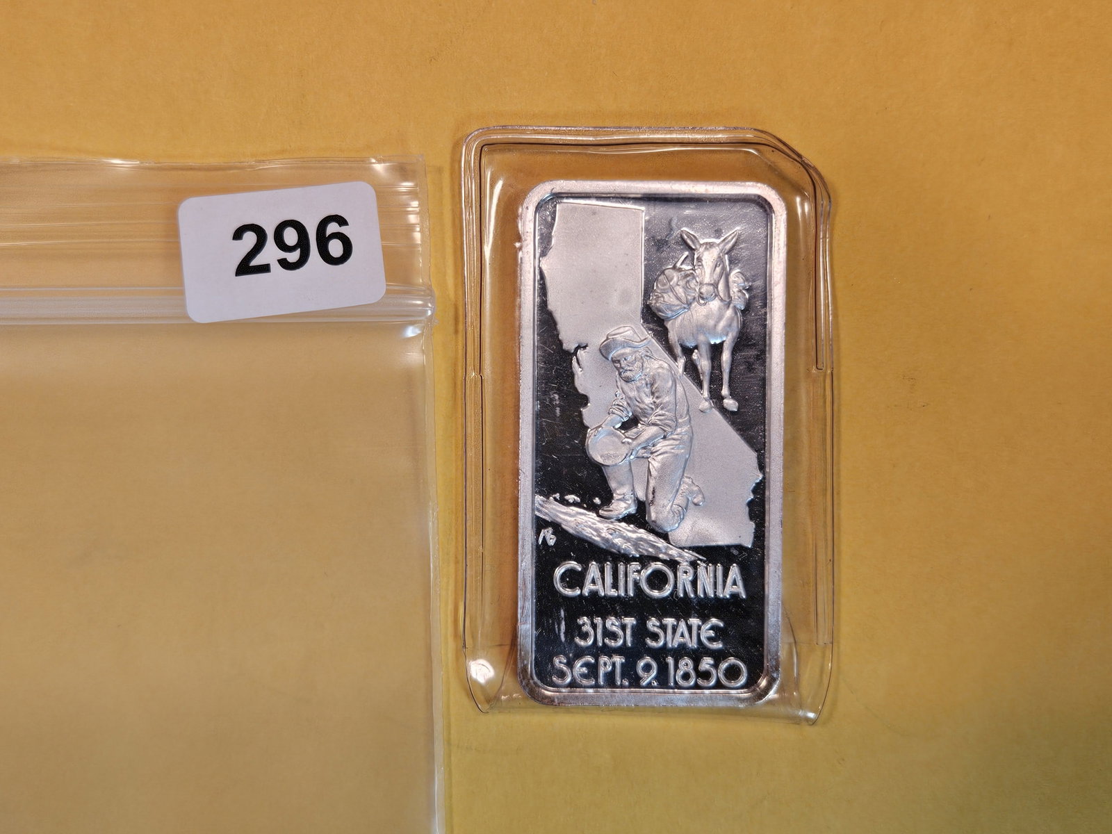 One Troy ounce .999 fine silver art bar: California