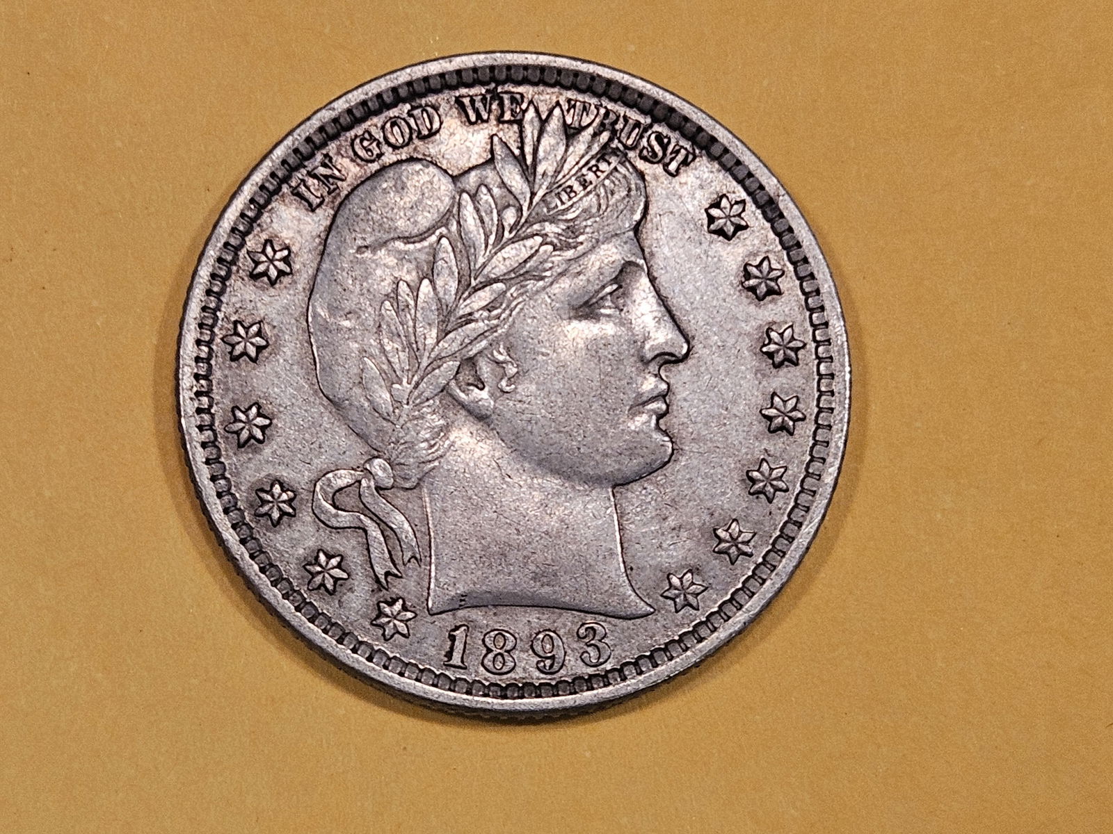 Better 1893 Barber Quarter in About Uncirculated plus (1 of 5)
