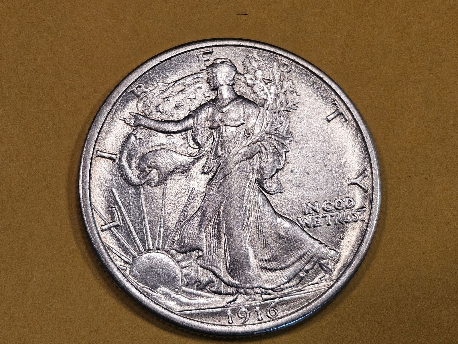 * KEY DATE ! 1916-D Walking Liberty Half Dollar in Brilliant About Uncirculated - 58 (1 of 10)