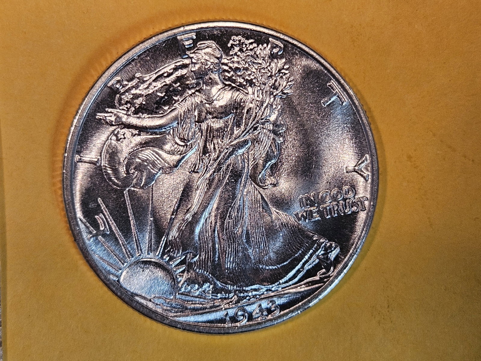GEM Brilliant Uncirculated 1943 Walking Liberty Half Dollar: Outstanding superior Luster!