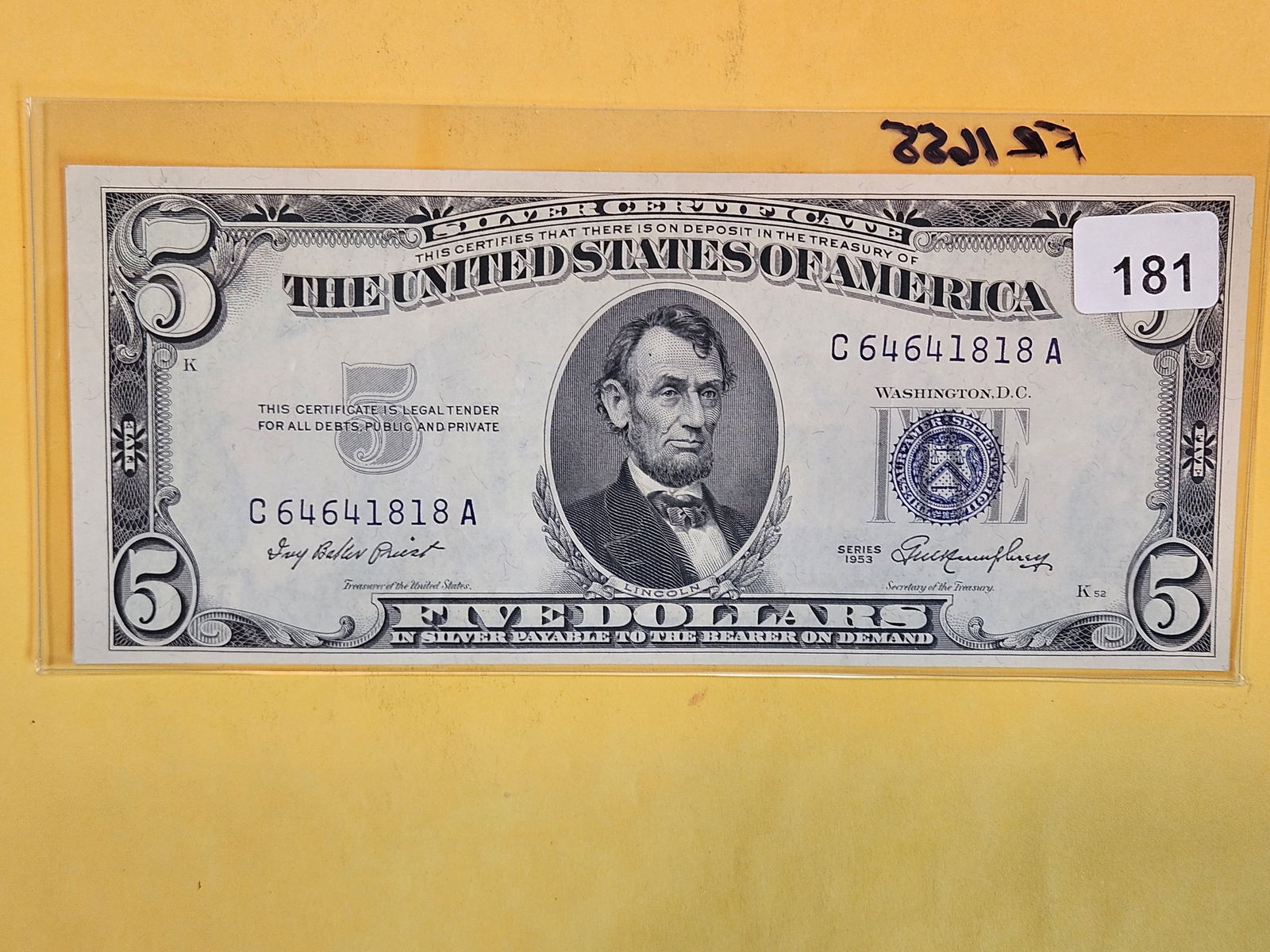 Crisp Uncirculated 1953 Five Dollar Silver Certificate (1 of 2)