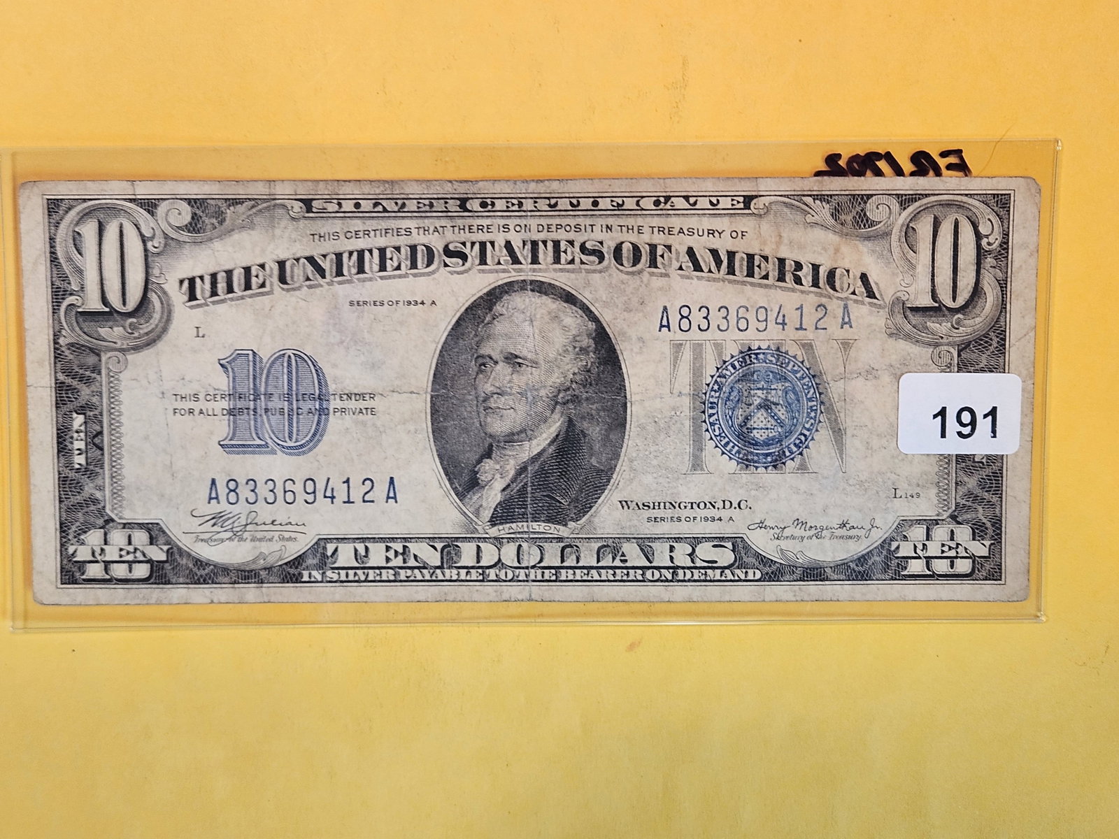 1934-A Ten Dollar Silver Certificate: FR 1702