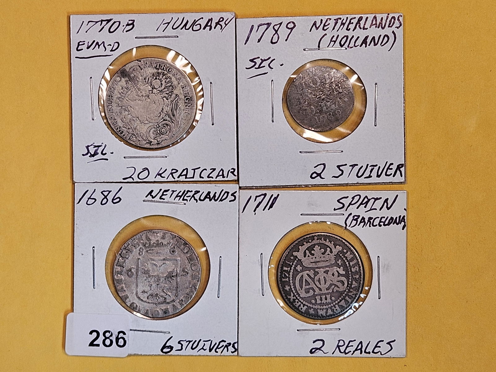 Four cool silver coins from the 1600 and 1700's (1 of 9)