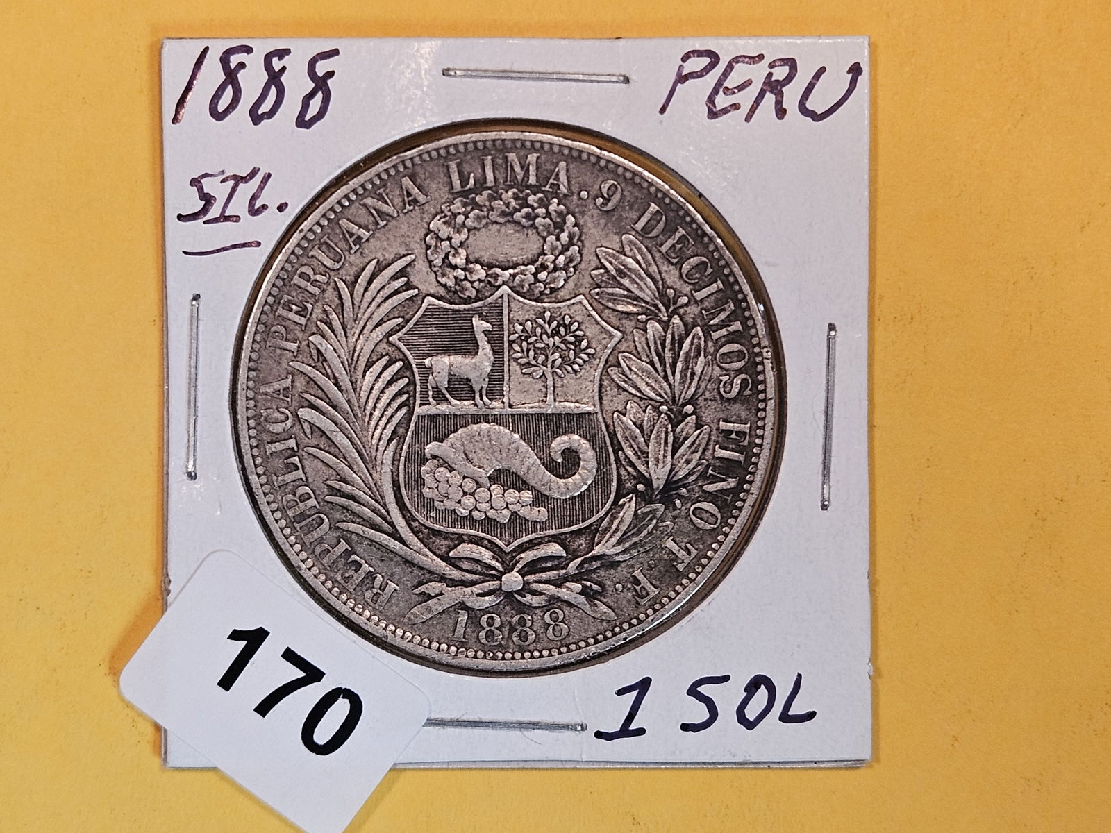 1934 PERU SOL NGC AU DETAILS（1888 Peru Silver Un Sol）