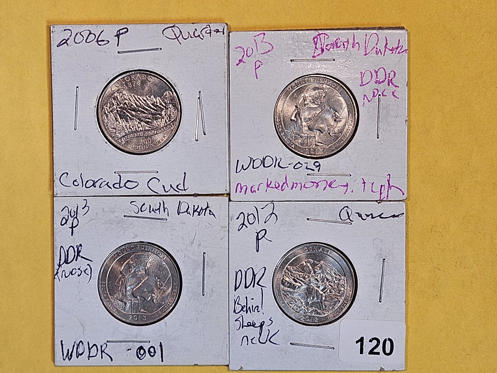 Four Washington Quarters with Varieties and errors (1 of 2)