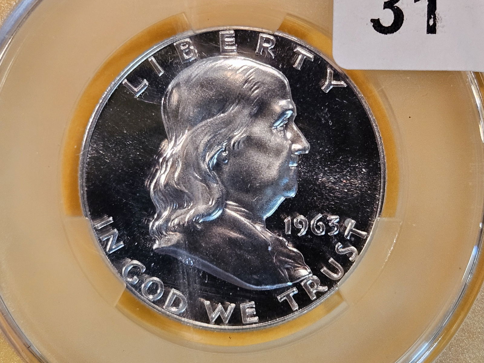 GEM! CACG 1963 Franklin half Dollar in proof 67 (1 of 3)