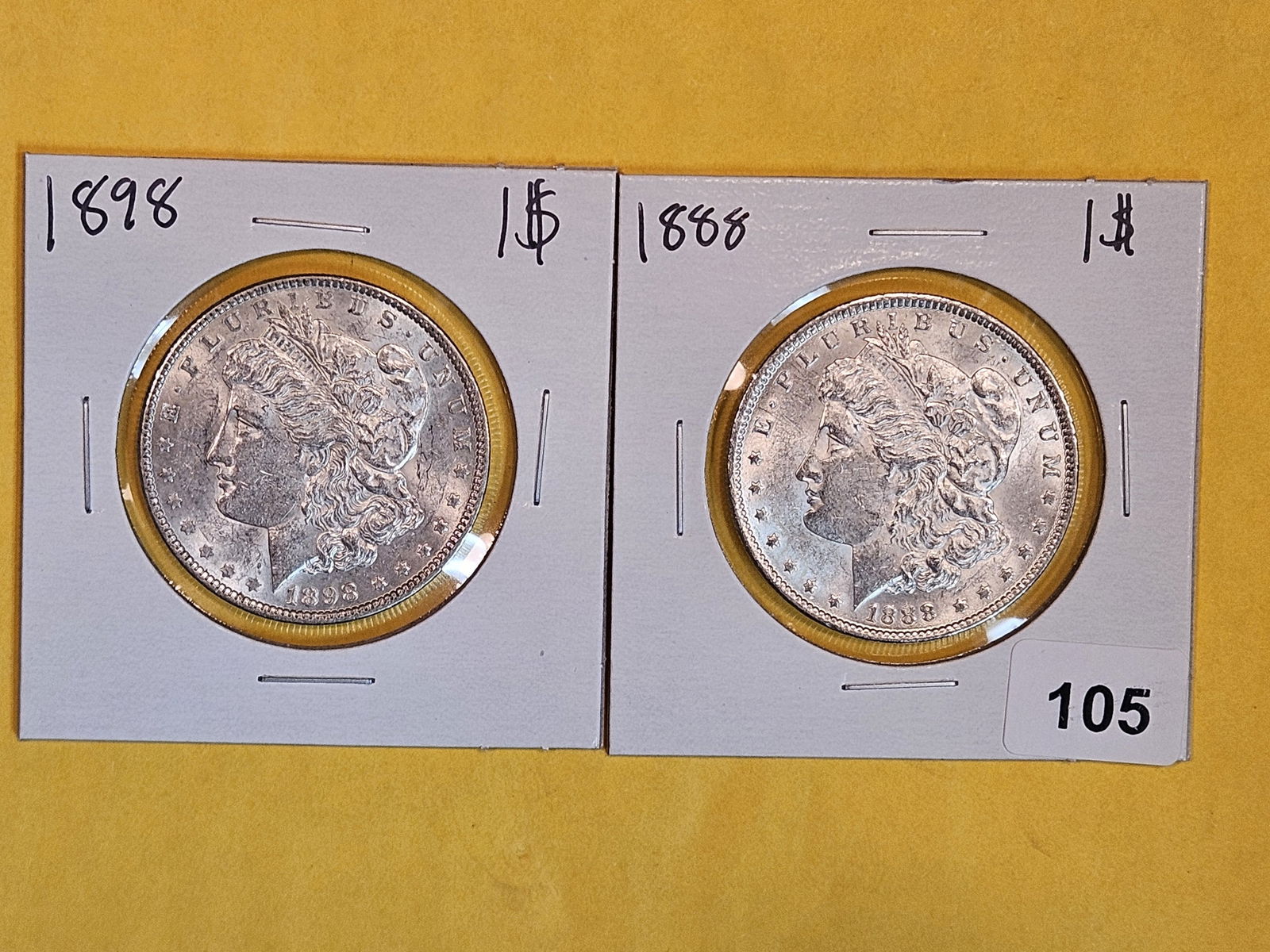 Two Brilliant About Uncirculated Plus Morgan Dollars (1 of 2)
