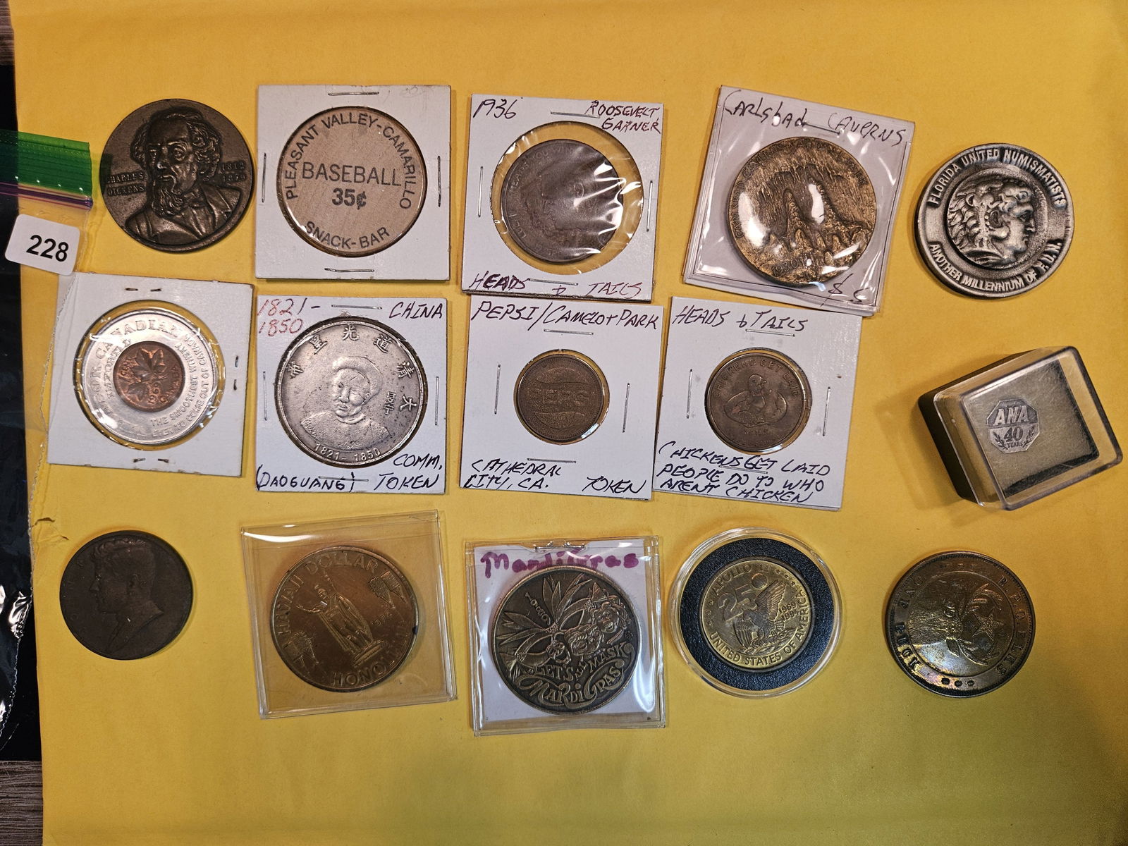 Exonumia: Fun group of 15 medals and tokens