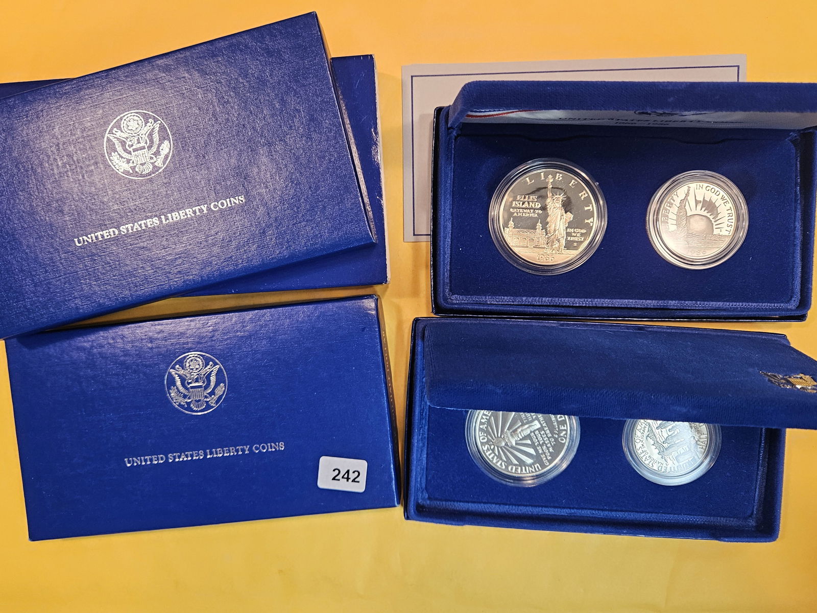 Two GEM Proof Deep Cameo 1986 Liberty Commemorative Silver coin sets (1 of 3)