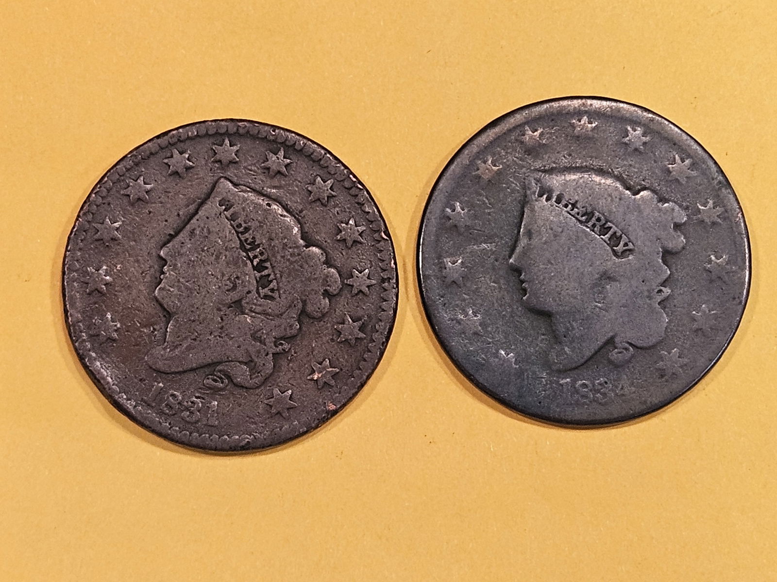1831 and 1834 Coronet Head Large Cents (1 of 3)