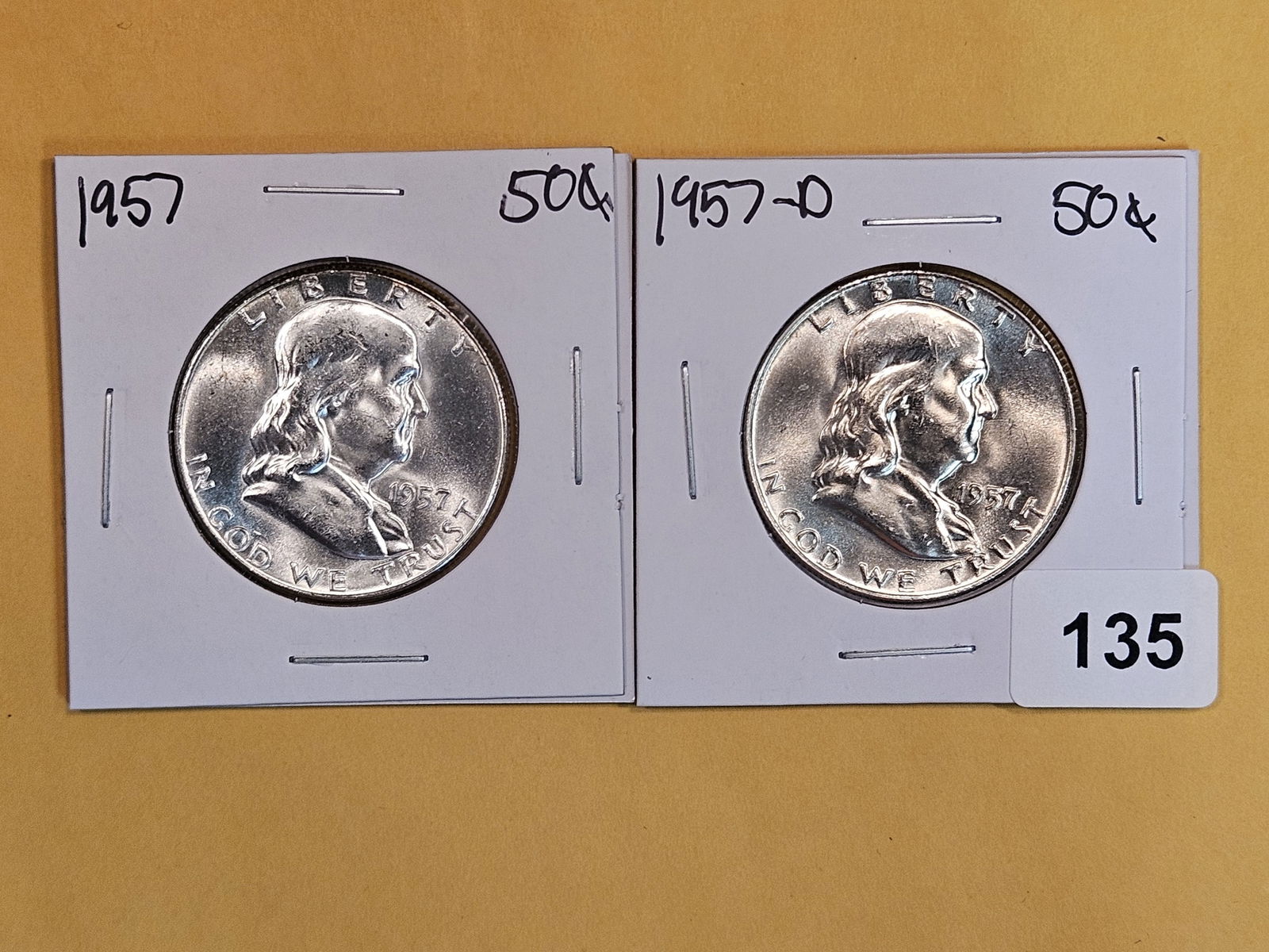 Two Choice Brilliant Uncirculated Franklin Half Dollars (1 of 2)