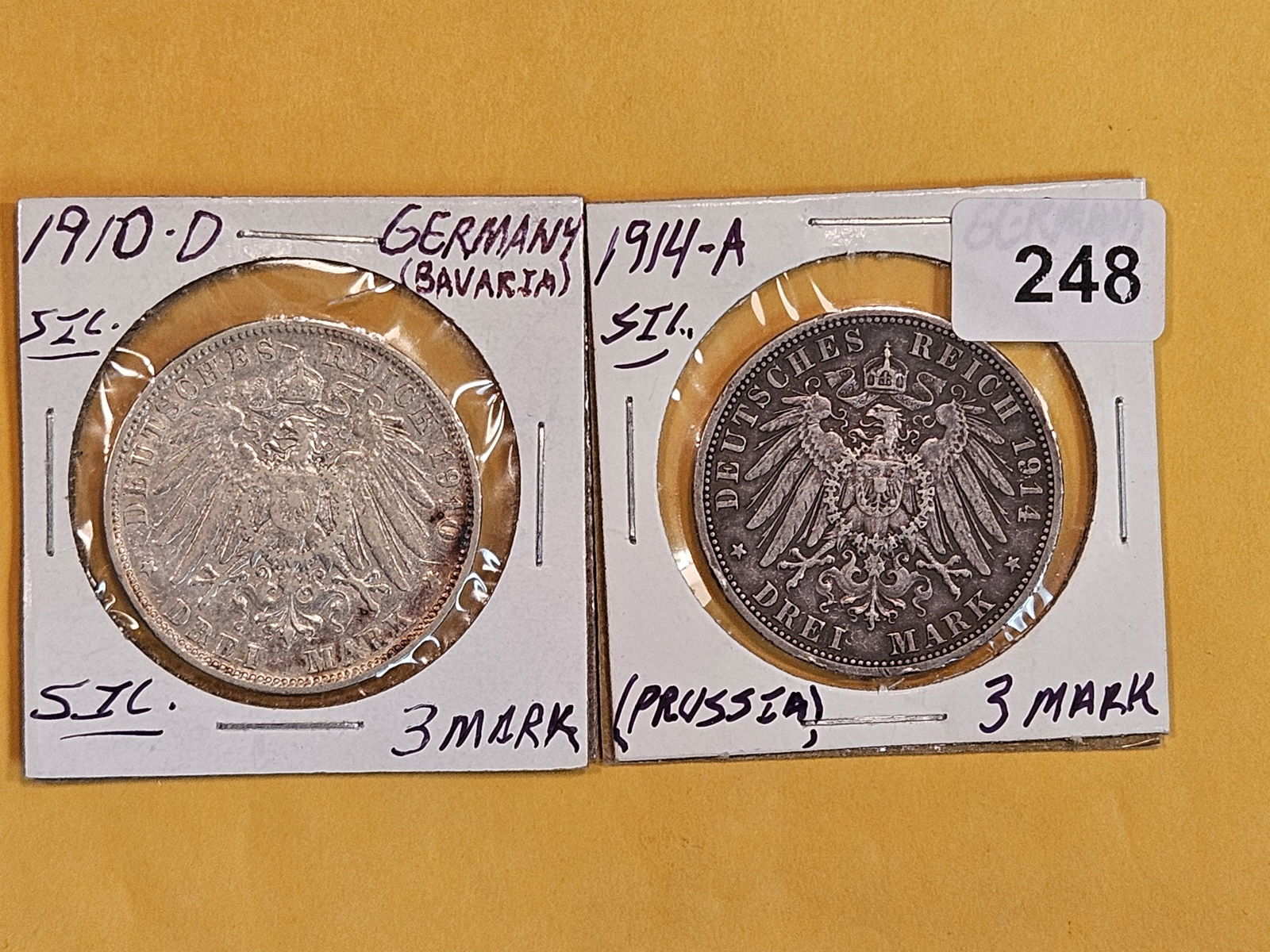 Two nice German States silver 3 marks (1 of 5)